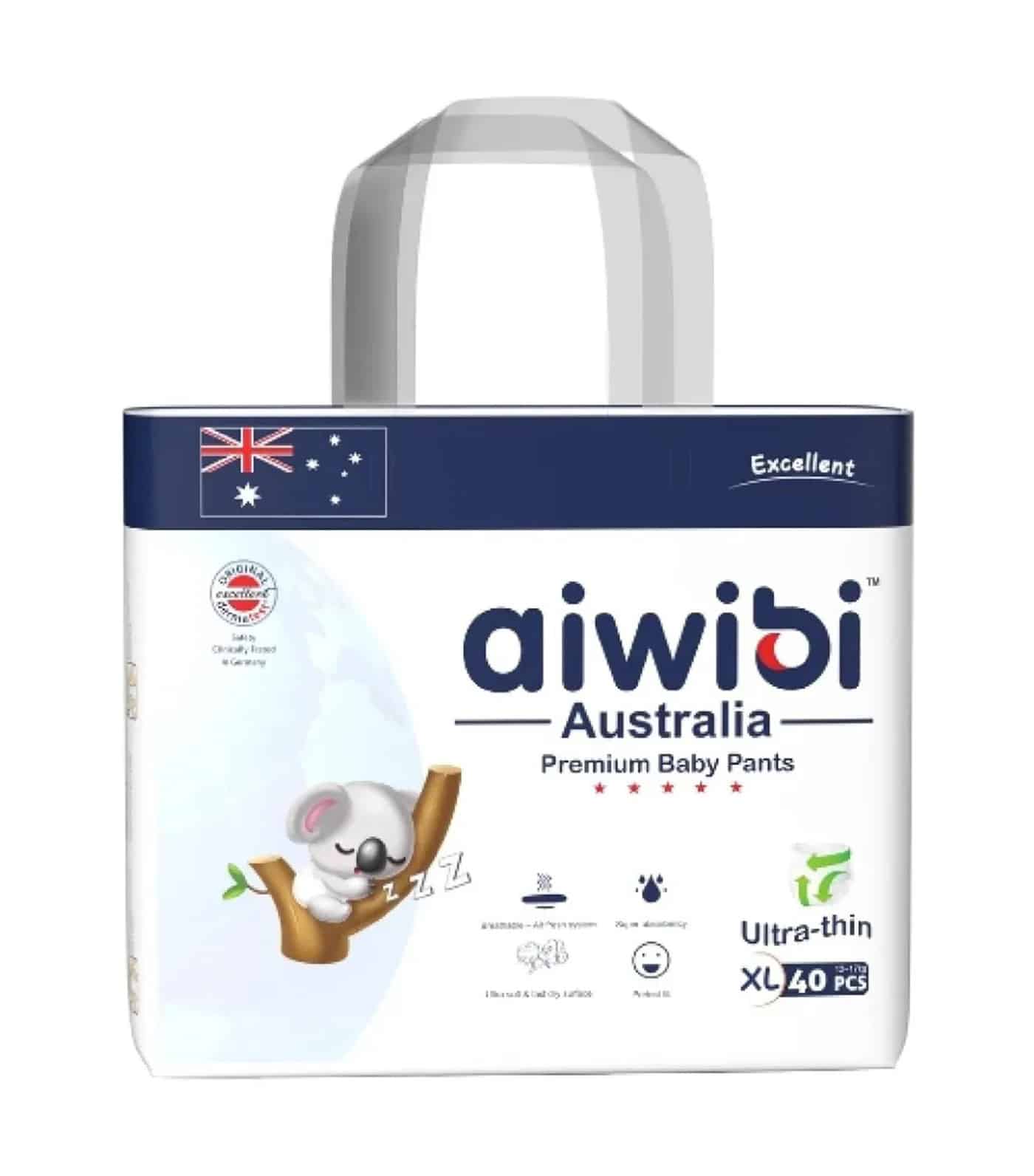 Aiwibi Australian Premium Baby Diaper Pant System XL size (13 to 18) Kg 40 Pices