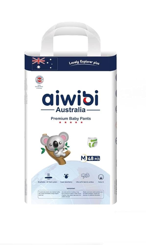 Aiwibi Australian Premium Baby Diaper Pant System M size (4 to 10) Kg 48 Pices