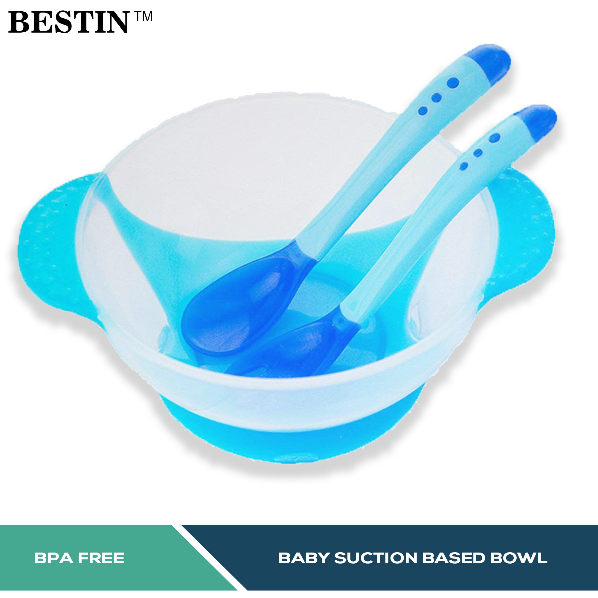 Baby Bowl Set With temperature Sensing Spoon And Fork With Suction Cup, Training Baby Bowl Set Suction Bowl