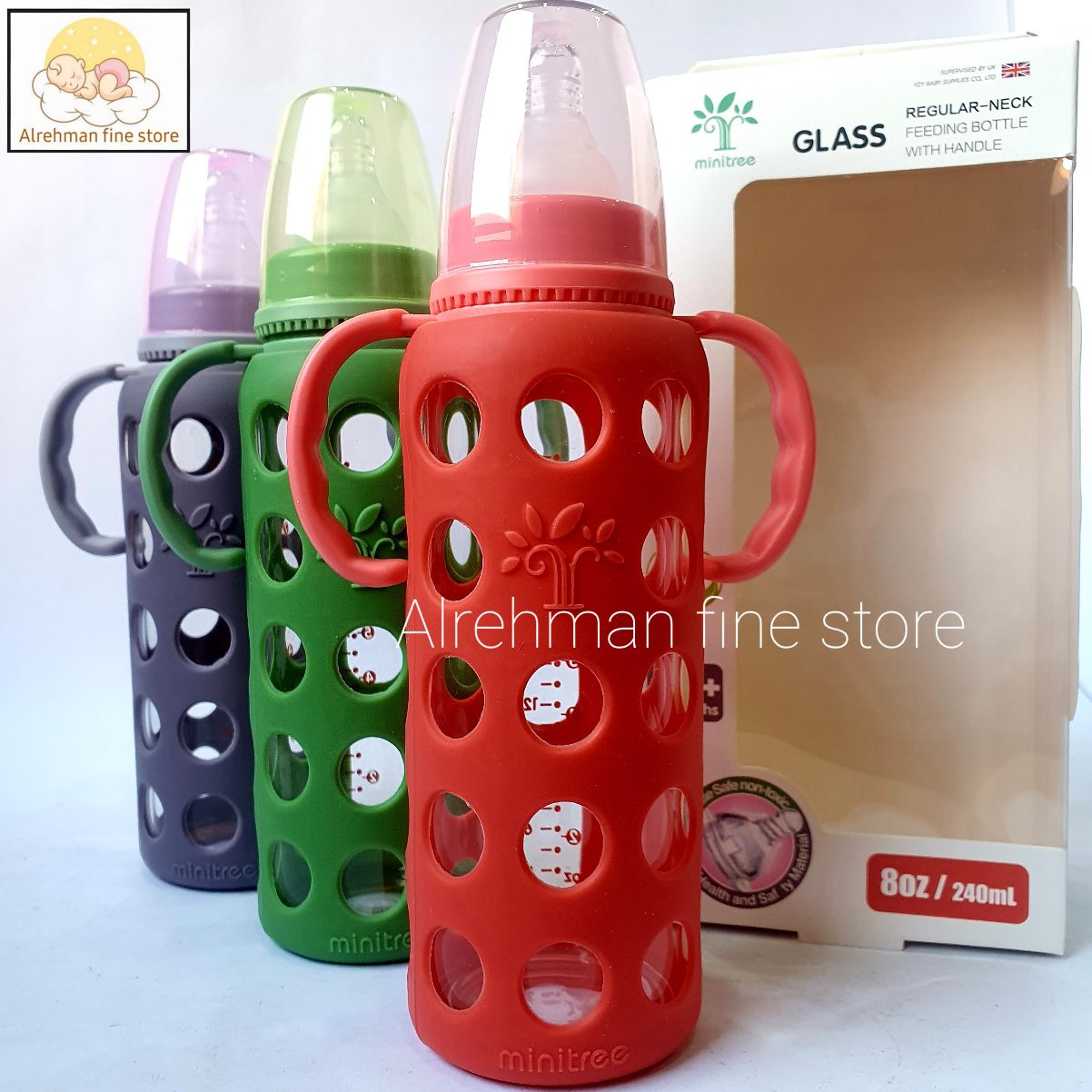 Glass Feeding Bottle With Handle 240 Ml