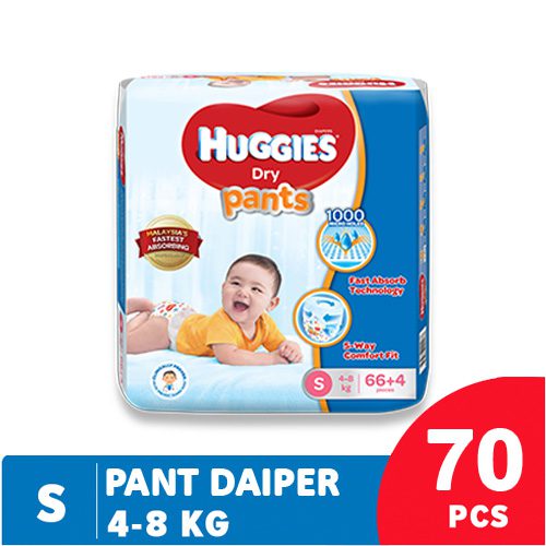 Huggies Dry Pant Diaper S (4-8Kg) 70 Pices (Malaysia)