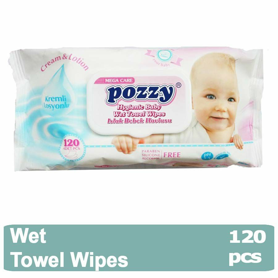 Pozzy Comfort Cotton Wet Wipes 120 pcs ( Turkey )