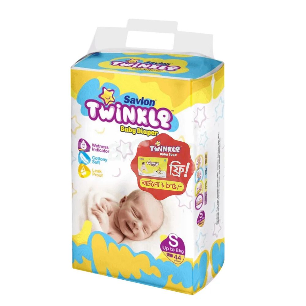 Savlon Twinkle Baby Belt Diaper S ( Upto 8 Kg ) 44 Pices