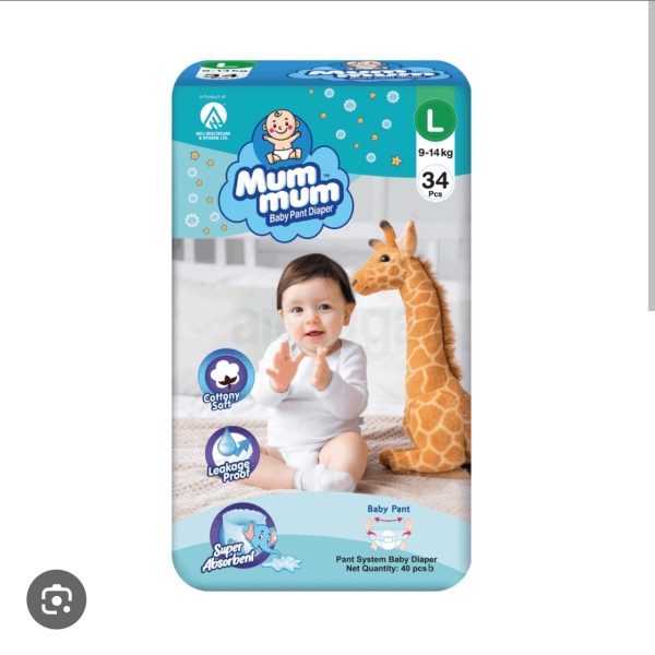 Akij Mum Mum Pant Diapers L Size (9-14kg) 34 Pices