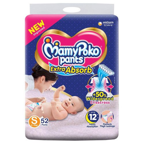 MamyPoko Pants System S Size (4-8 KG) 52 Pices ( Indian )