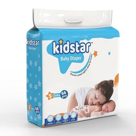 Kidstar Baby Diaper Belt System S Size (3 to 8) Kg 66 Pices