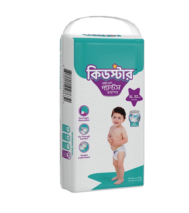 Kidstar Baby Diaper Pant System XL Size (12 to 25) Kg 32 Pices