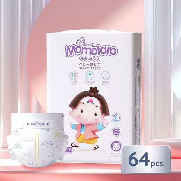 Momotaro New Born Belt System (0-5Kg) 64 Pices, Slim & Comfortable Baby Diapers