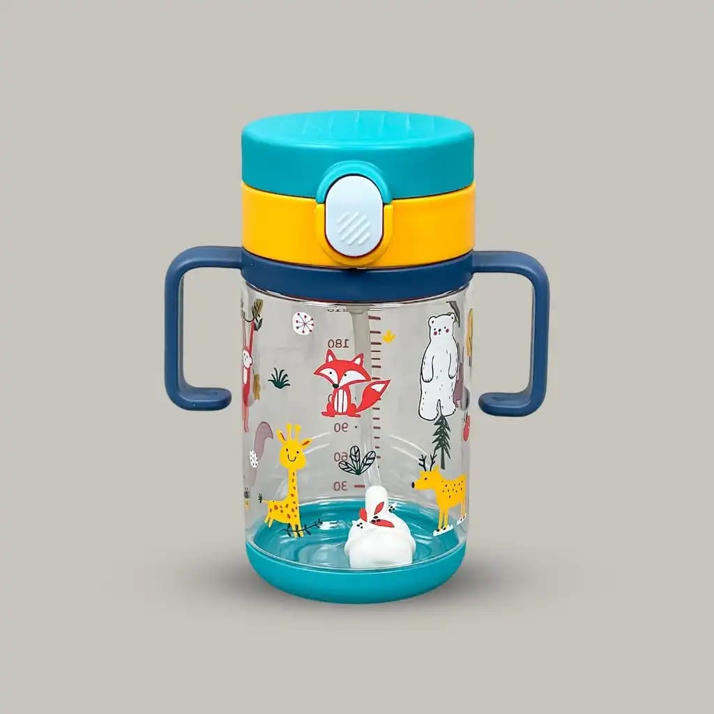 Rovco 330ml BPA-Free Kids Water Bottle with Straw & Strap