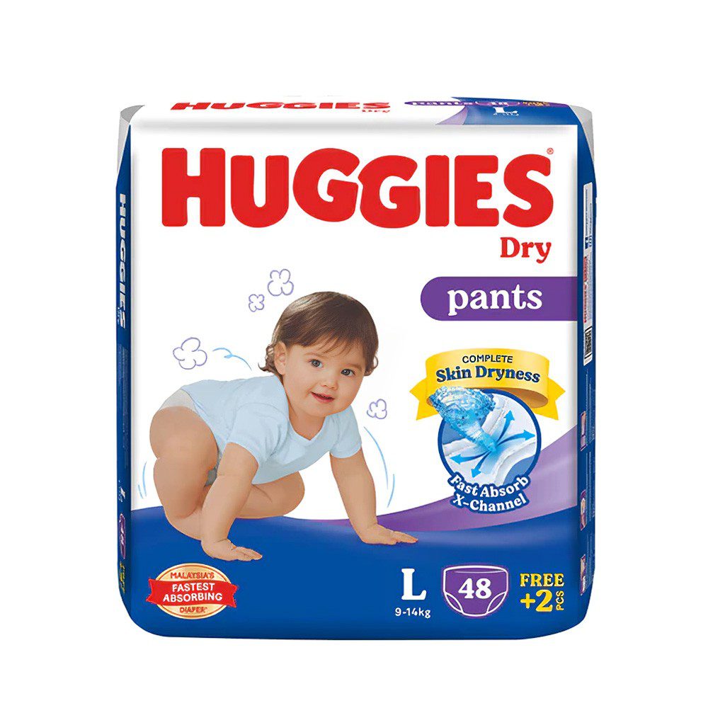 Huggies Dry Pant Diaper L (9-14 KG) 48 Pieces ( Malaysia )
