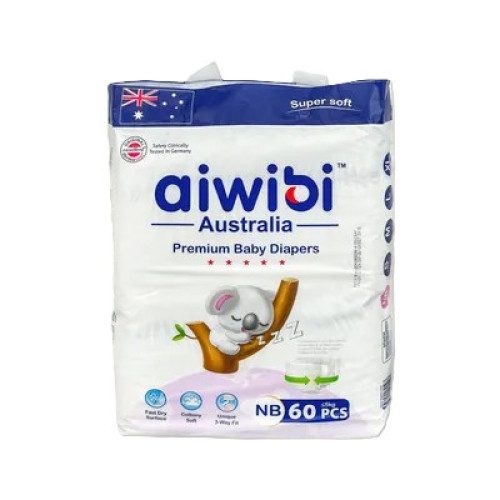 Aiwibi Australian Premium Baby Diaper Newborn Belt System (0-5) Kg 60 Pices