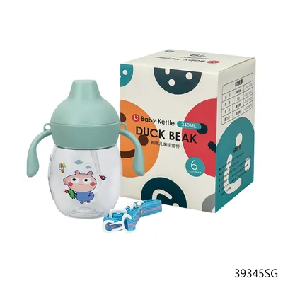 Mumpot Baby Kettle Duck Beak Cute Cartoon Children Straw Bottle Portable Water Cup 280 ml