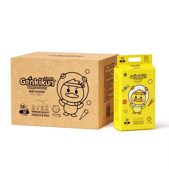 Genkikun Baby Diaper Pant System M Size (6-11Kg) 54 Pices, Slim & Comfortable Baby Diapers