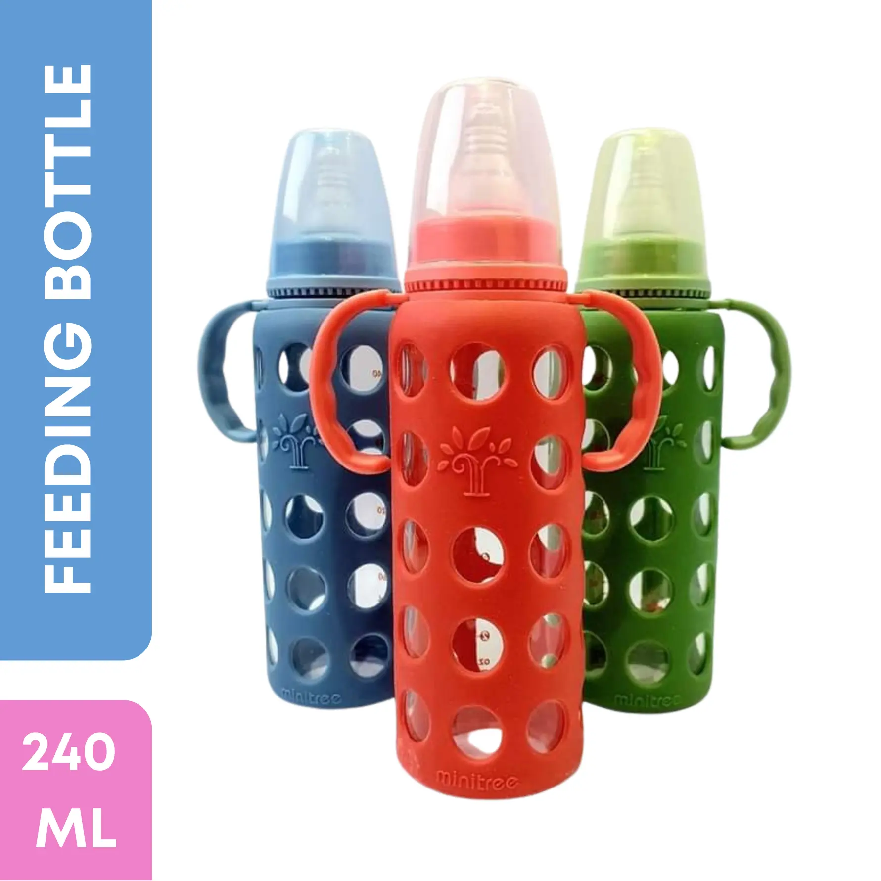 Glass Feeding Bottle With Handle 240 Ml