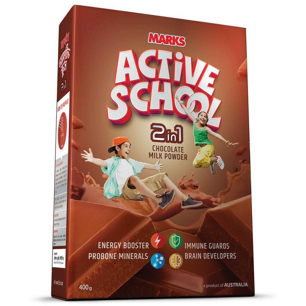 Marks Active School 2 in 1 Chocolate Milk Powder 400 gm