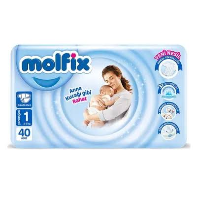 Molfix 1 New Born Belt System Baby Diaper 40 Pices ( Turkey )