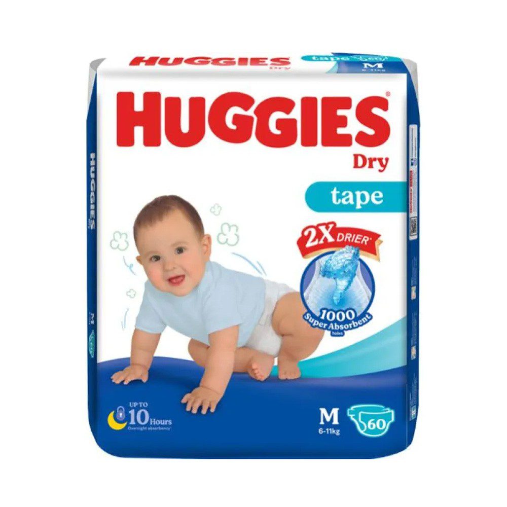 Huggies Dry Belt Diaper Medium M (6 - 11 Kg) 60 Pices ( Malaysia )
